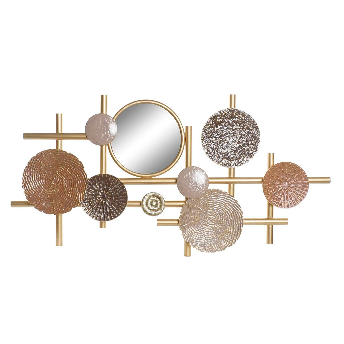 Wanddekoration DKD Home Decor Spiegel Beige Gold Metall Kreise (124,5 x 5,7 x
