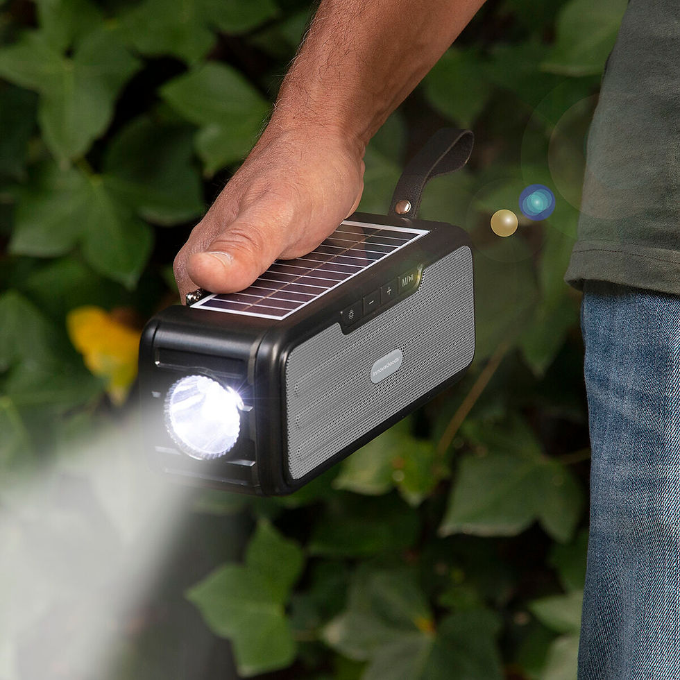 Miniaturbild: Kabelloser Lautsprecher mit Solarzellen und LED-Taschenlampe Sunker InnovaGoo