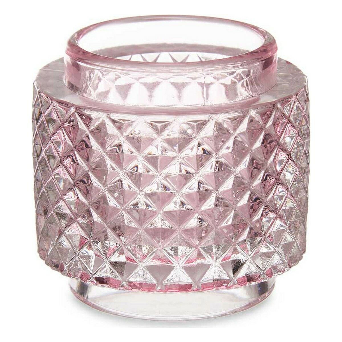 Kerzenschale Rosa Glas (7,5 x 7,5 x 7,5 cm)