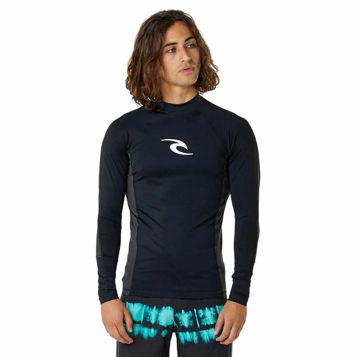 Bade-T-Shirt Rip Curl Waves pf Schwarz