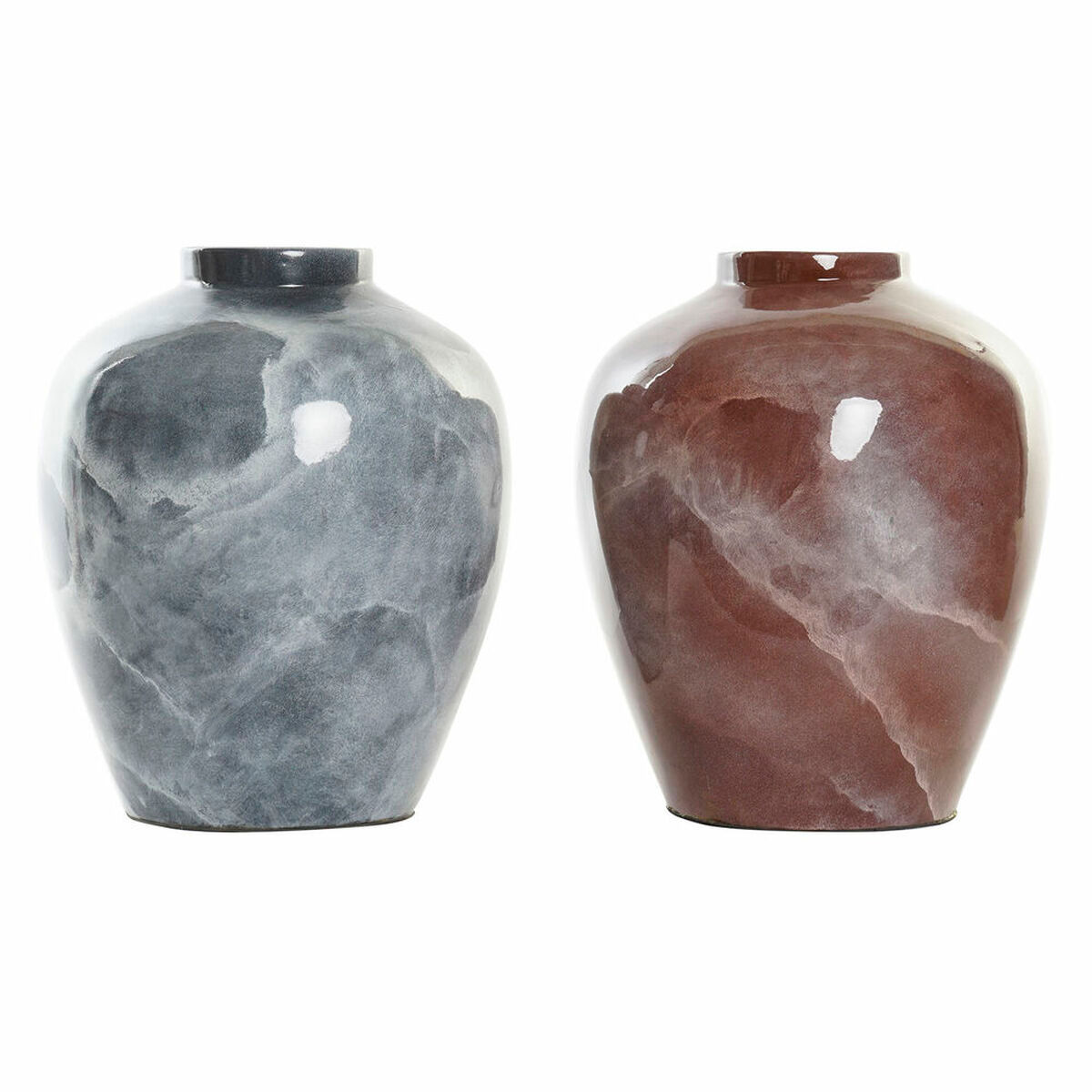 Vase DKD Home Decor Grau 26 x 26 x 32 cm Dunkelbraun Moderne Lackierung (2 St