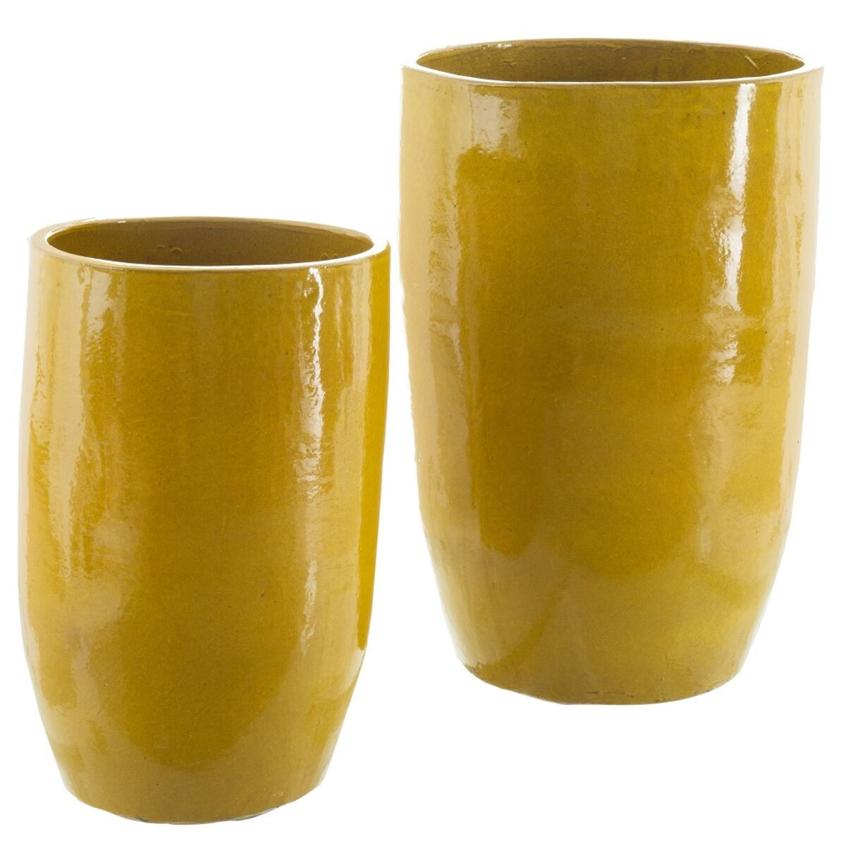 Vase 52 x 52 x 80 cm aus Keramik Gelb (2 Stück)