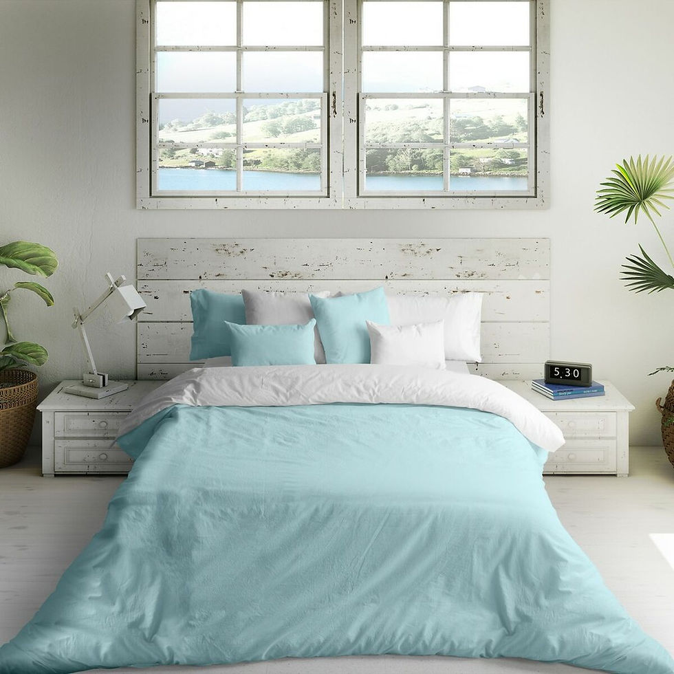 Miniaturbild: Bettdeckenbezug Naturals FUNDA NORDICA BICOLOR REVERSIBLE Blau Weiß King size