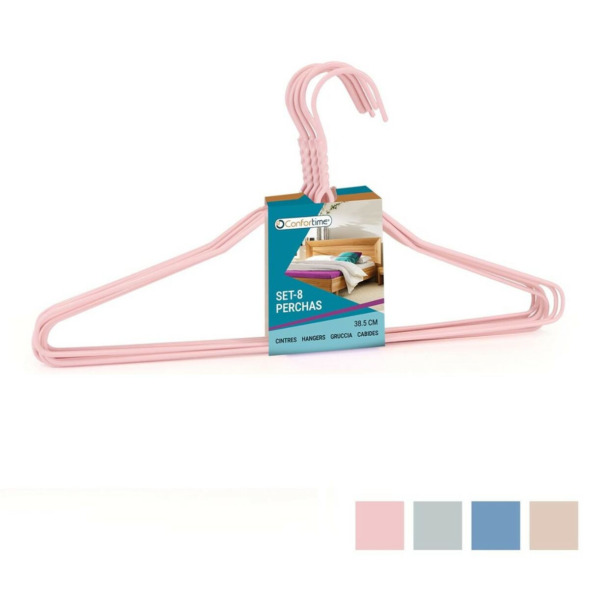 Aufhänger-Set Confortime Metall Kunststoff 38,5 cm (8 Stück)