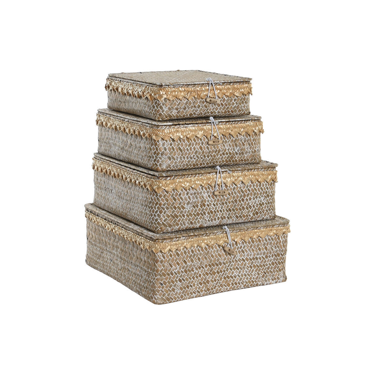 Korb-Set DKD Home Decor natürlich Boho Abgenutzt 30 x 30 x 12 cm (4 Stücke)