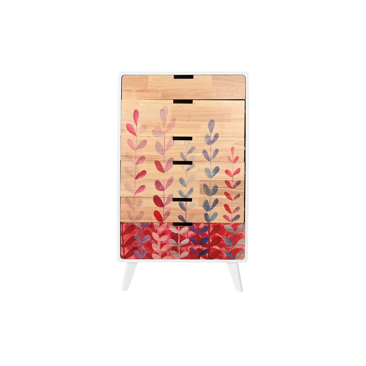 Kommode DKD Home Decor Scandi natürlich Kautschukholz Weiß Granatrot Holz MDF