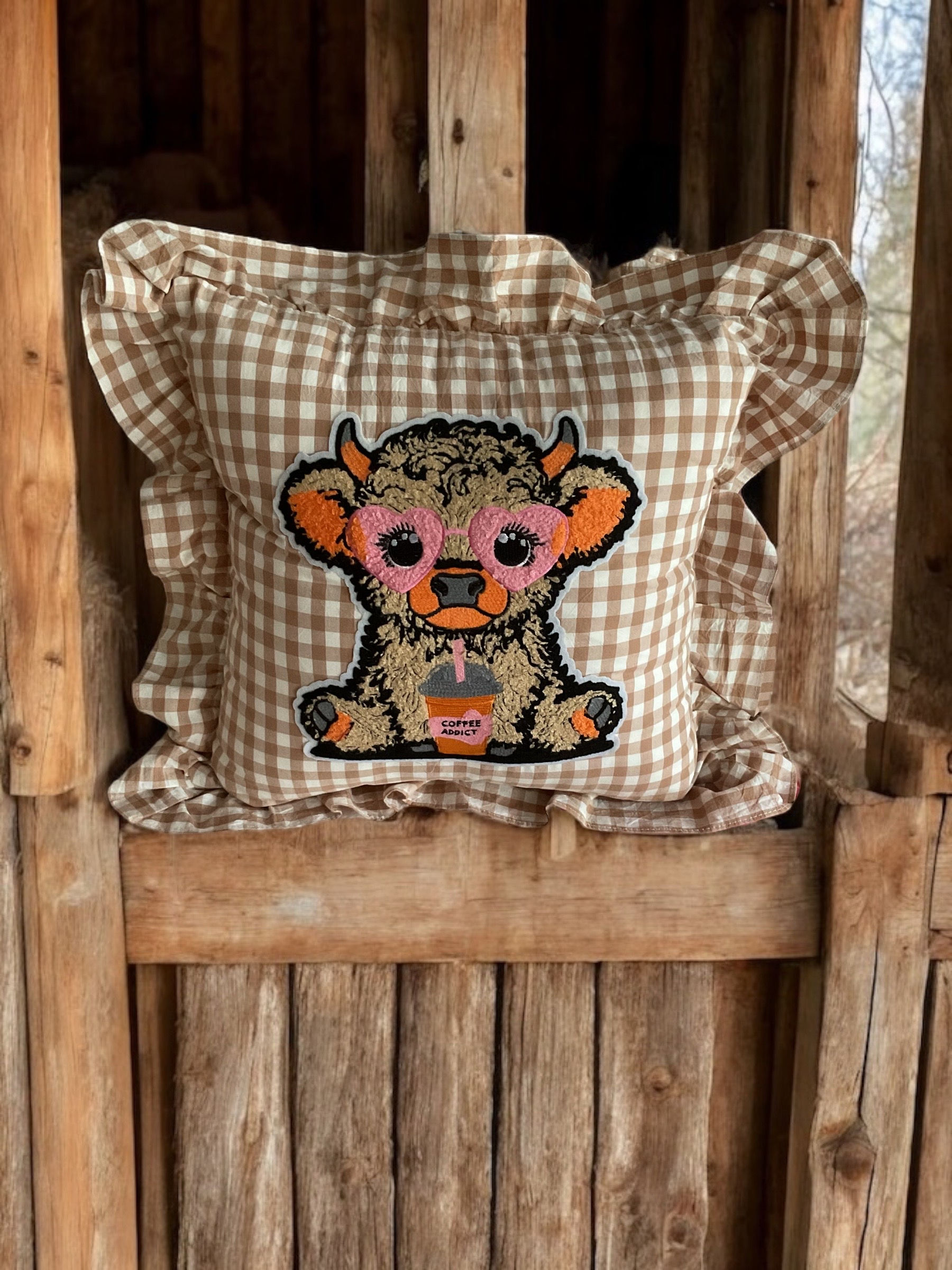 Ruffled Cow Throw Pillow (cover only)