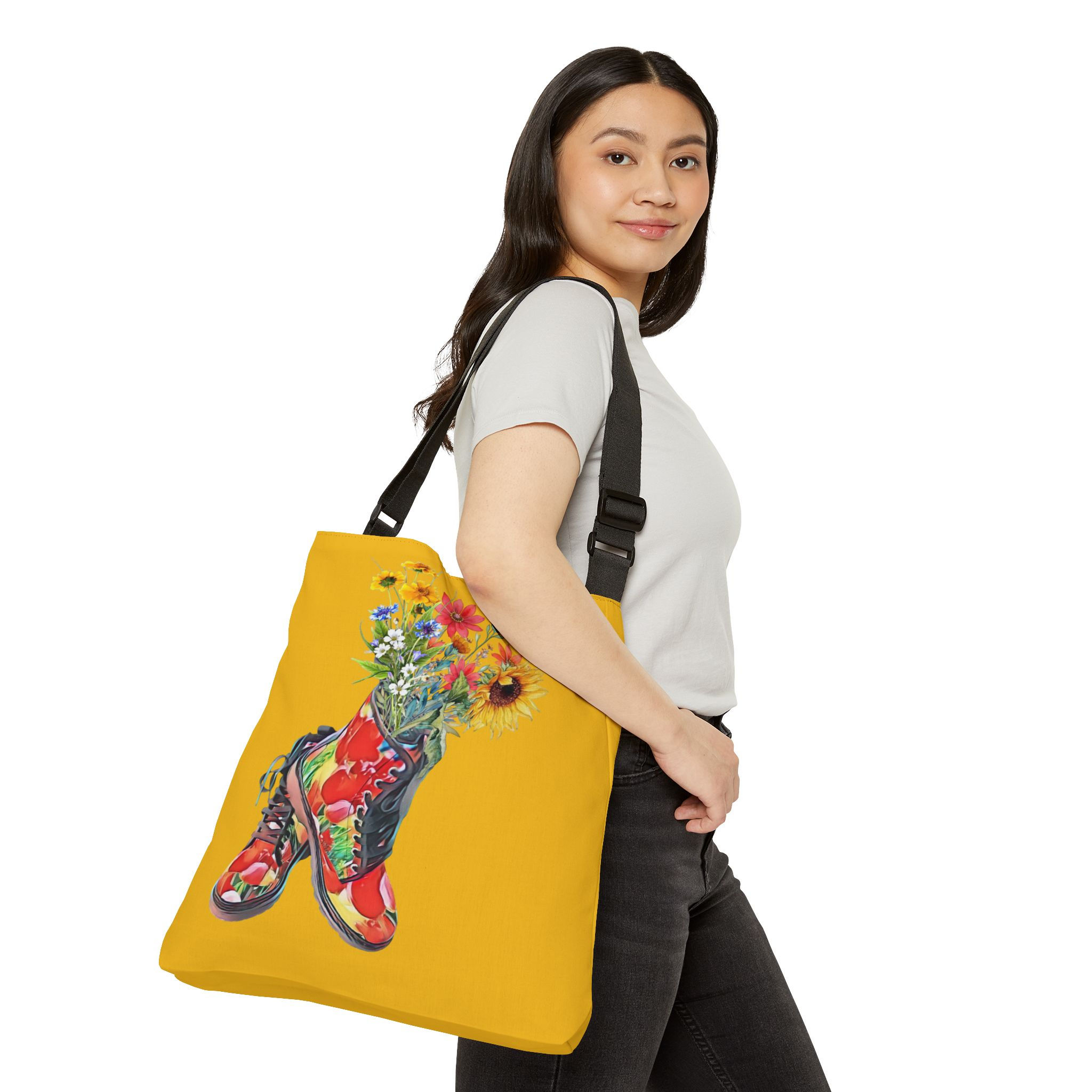 Colorful Floral Boot Design Adjustable Tote Bag (AOP)