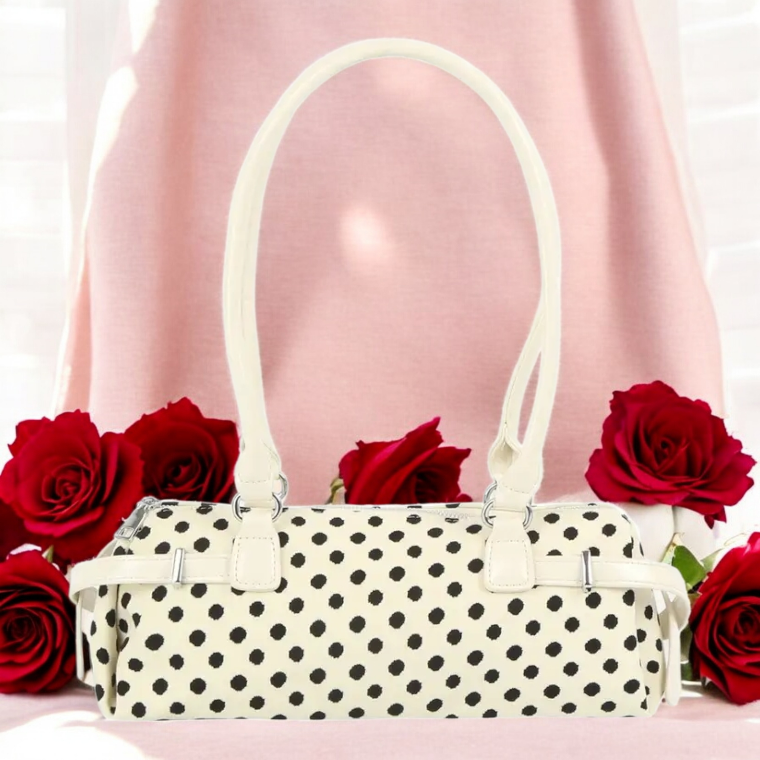 Polk a Dot Print w/Faux Leather Straps