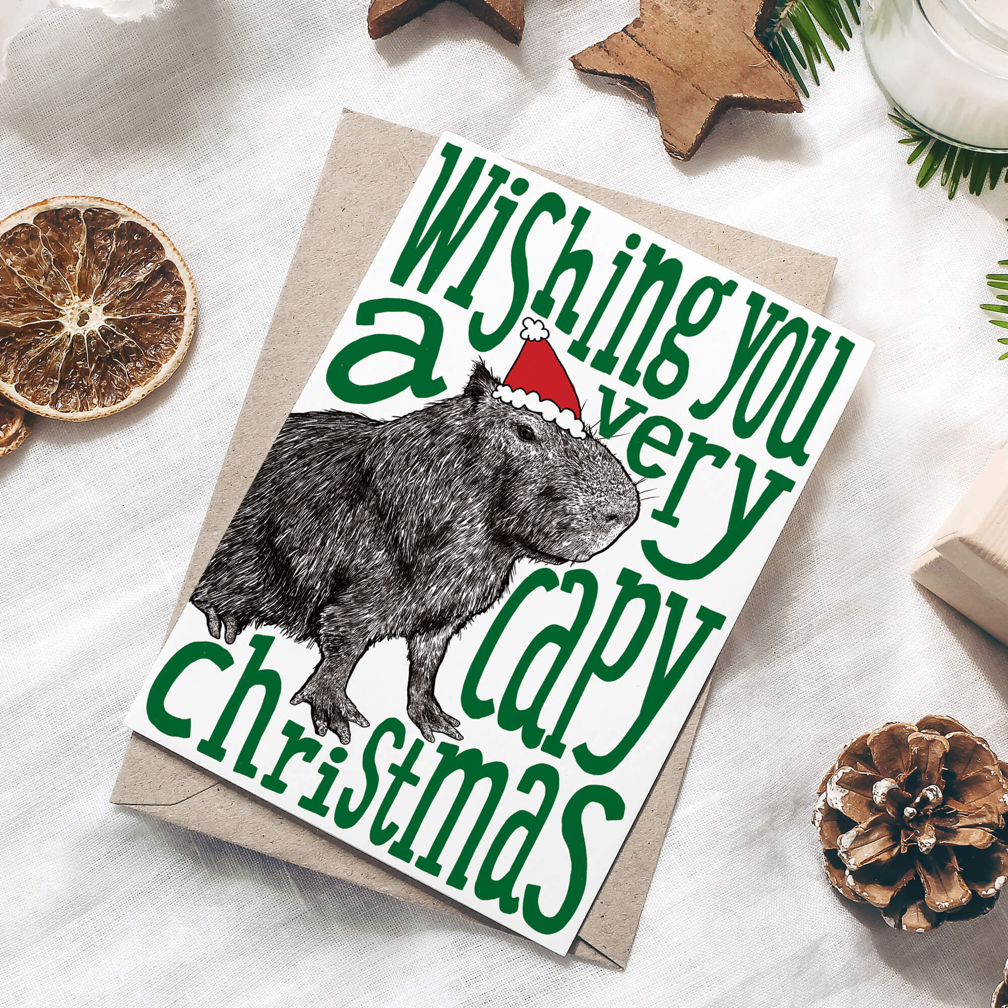 Capybara Christmas Card