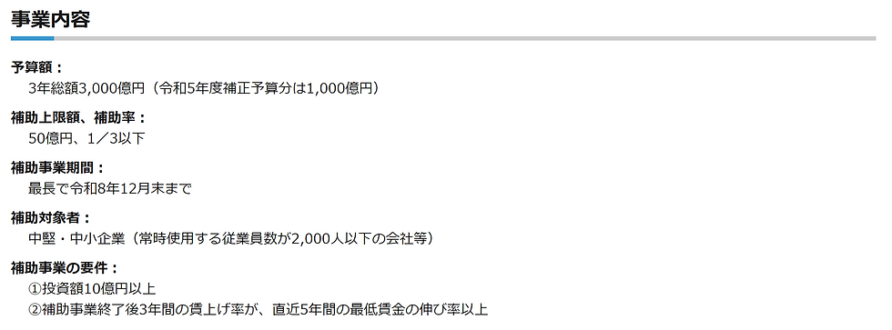 中堅・中小企業の賃上げに向けた省力化等の大規模成長投資補助金 事業内容