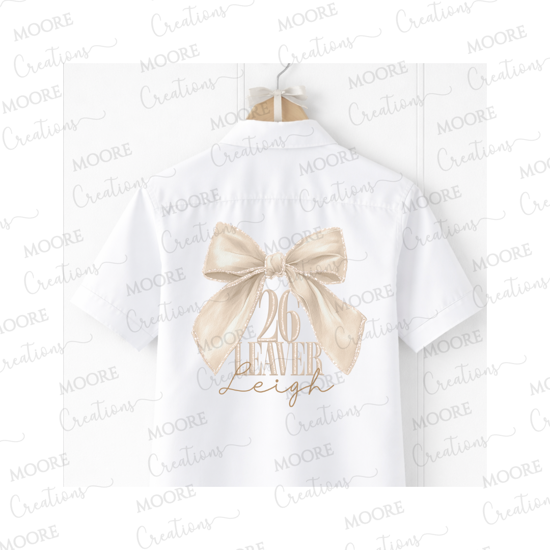 Custom Bow Leavers DTF Transfer – Personalised Name