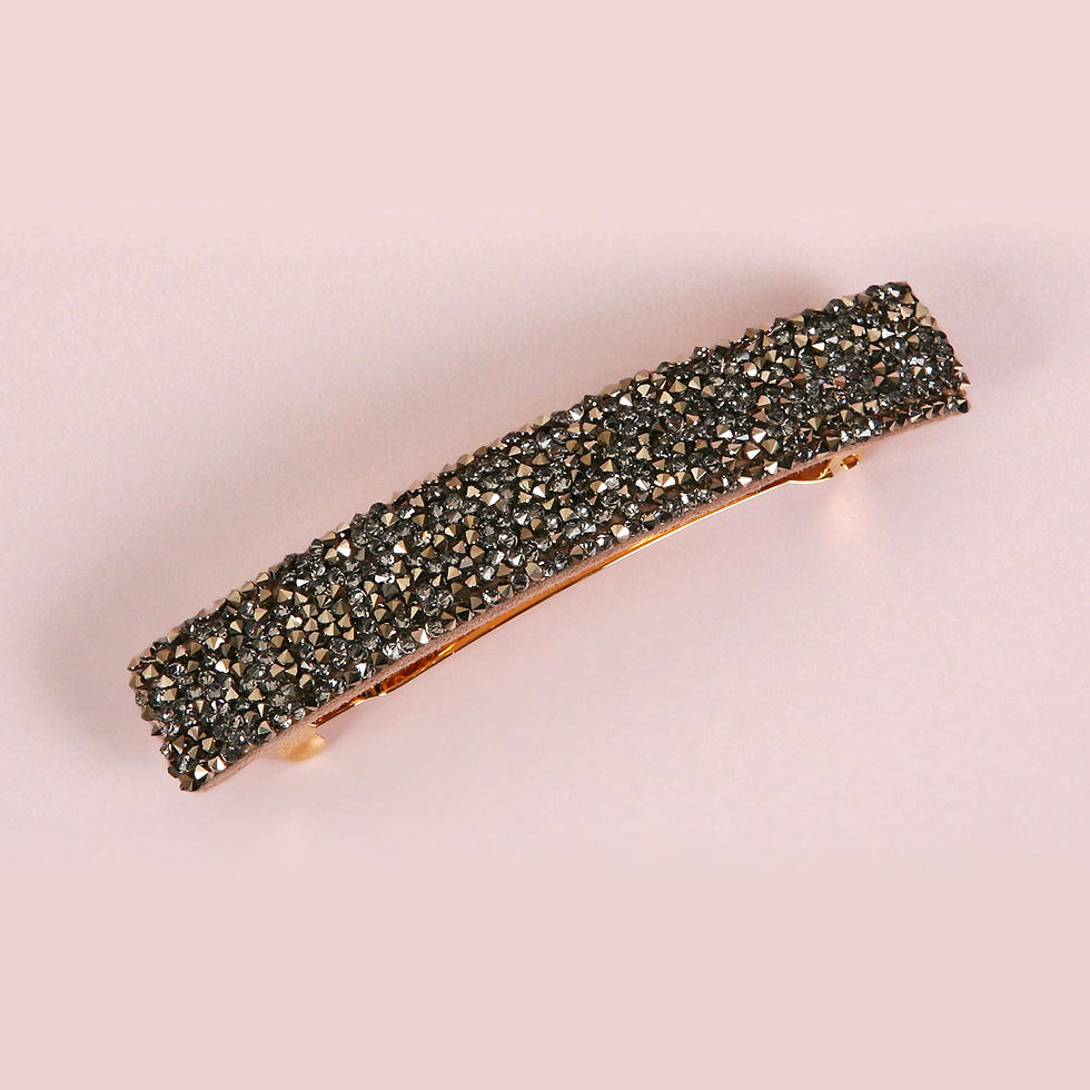 Thumbnail: Barrette Cuir Swarovski - Monture 8cm
