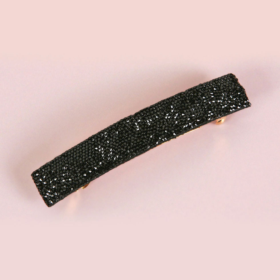 Thumbnail: Barrette Cuir Swarovski - Monture 8cm