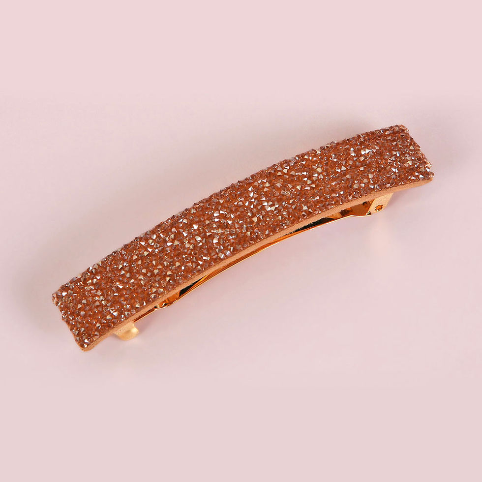 Thumbnail: Barrette Cuir Swarovski - Monture 8cm