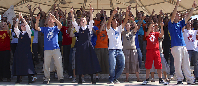 Members of the Cenacolo celebrate at the Medjugorje Youth Festival