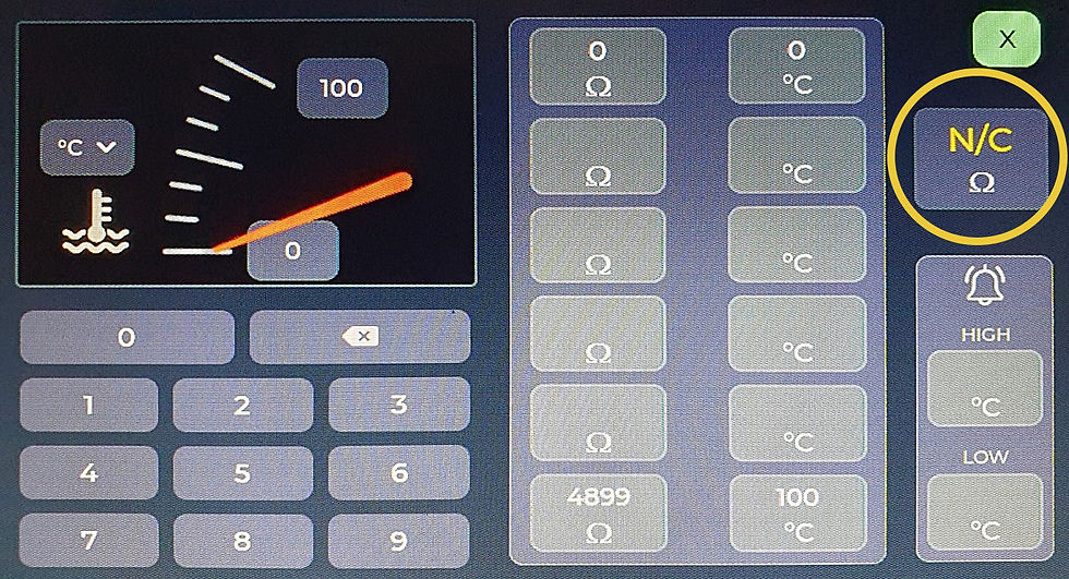 coolant temperature boat gauges set up screen