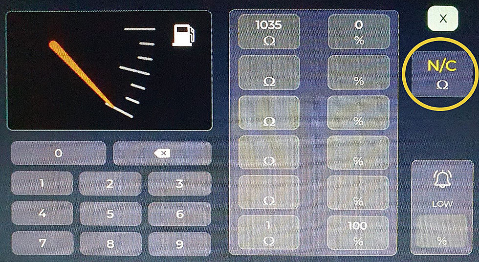 fuel boat gauge set up screen