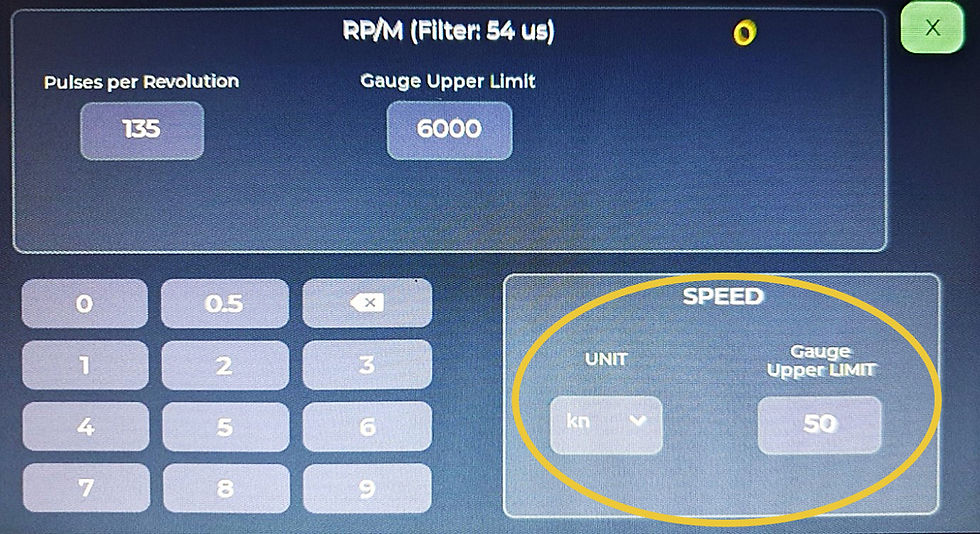 GPS speed boat gauges set up screen