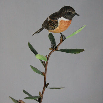 Stonechat bird carving