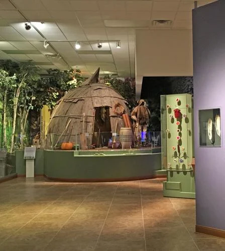 A traditional Potawatomi wigwam inside the cultural center. 