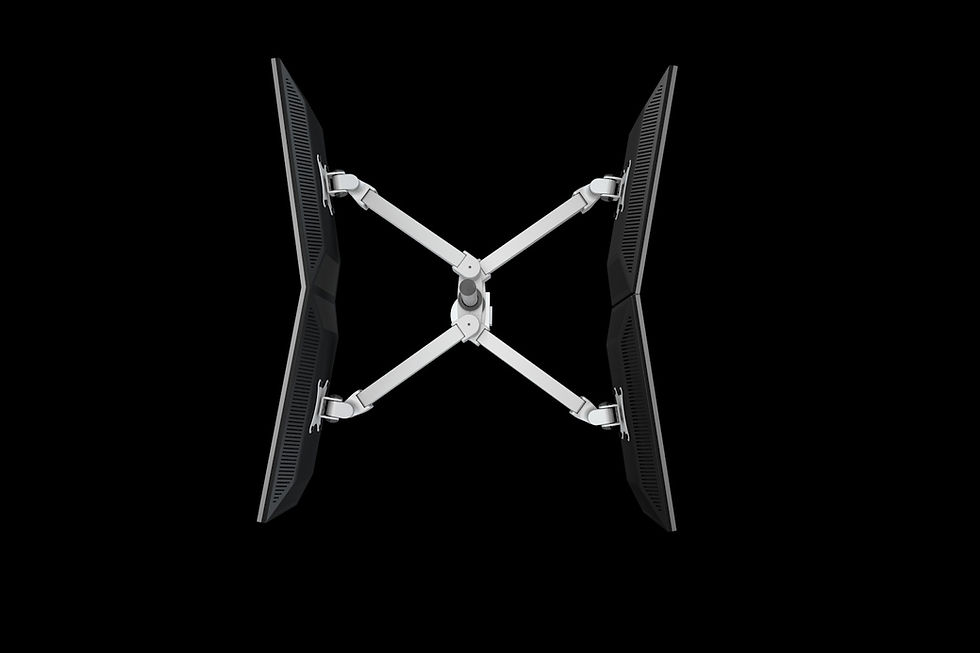 縮圖：氣壓式四電腦螢幕支架對坐示意圖