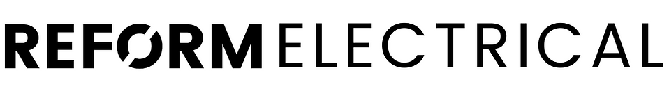 Modern black, white Reform Electrical logo