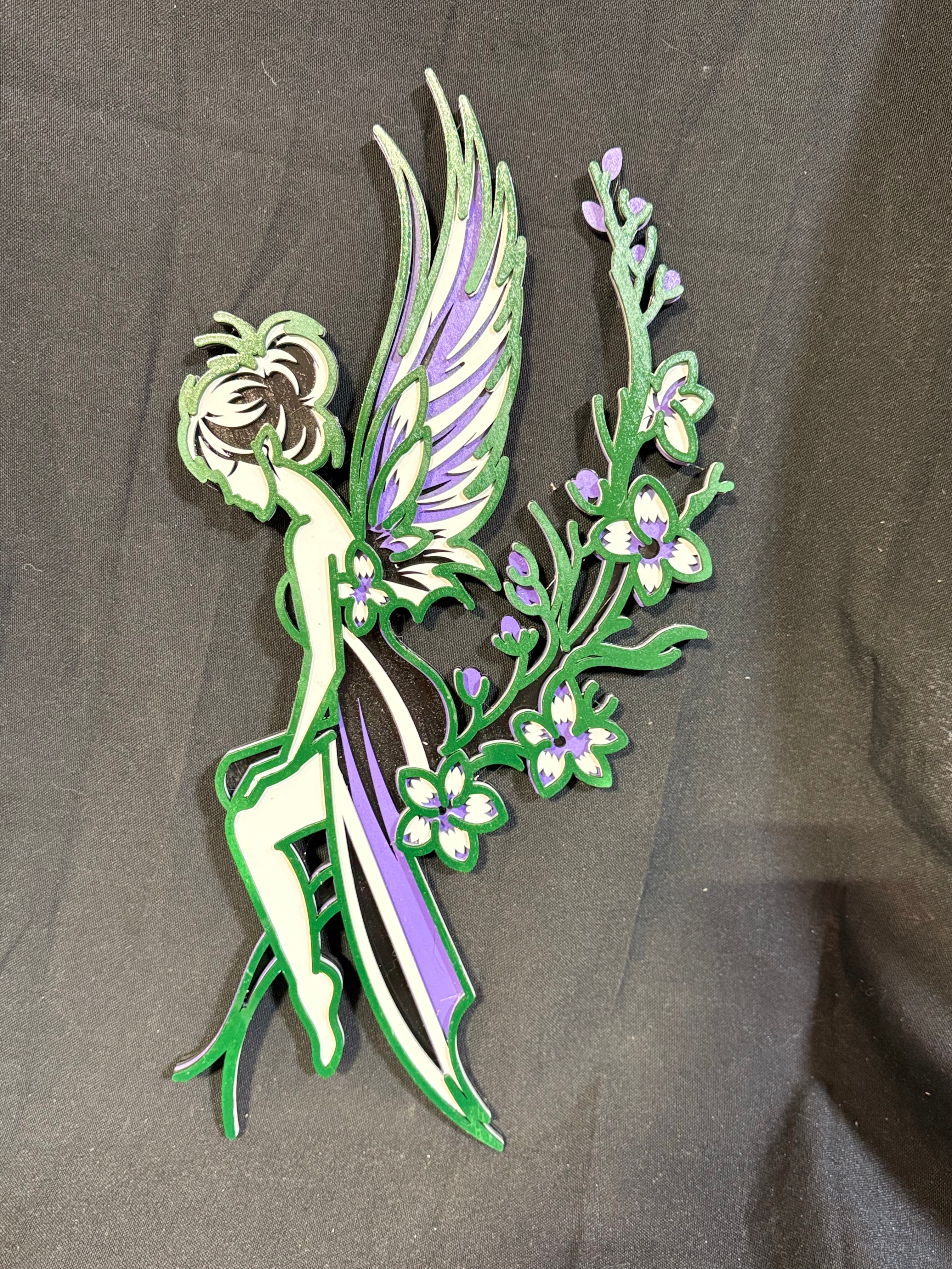 Multi-Layered Floral Fairy wall art