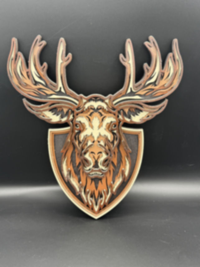Elk Trophy Wall Art – 5 Layer Wood Design
