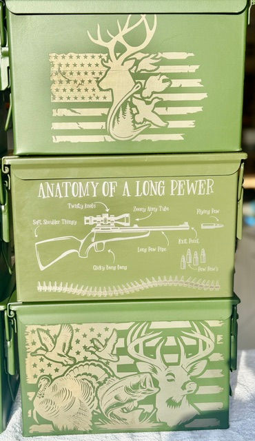 Thumbnail: Ammo Boxes –Flag with Deer head  - Laser Engraved