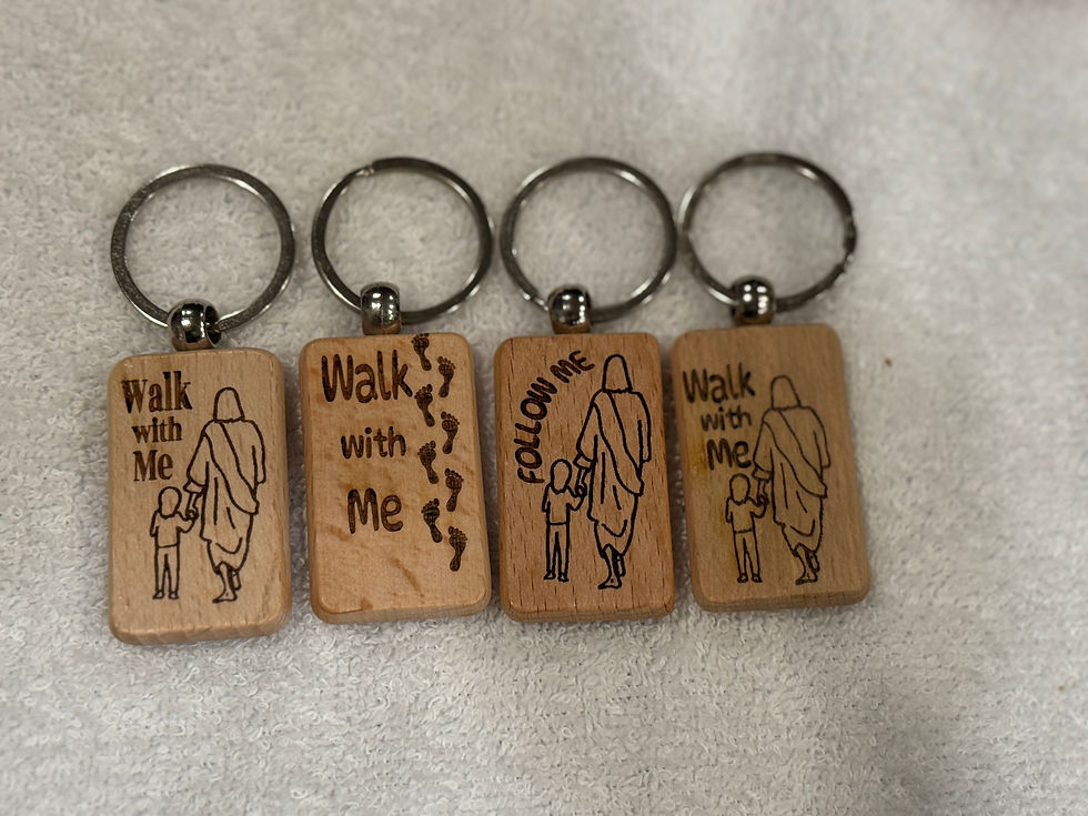 Thumbnail: Walk with Me - Footprints – Jesus Wooden Keychain