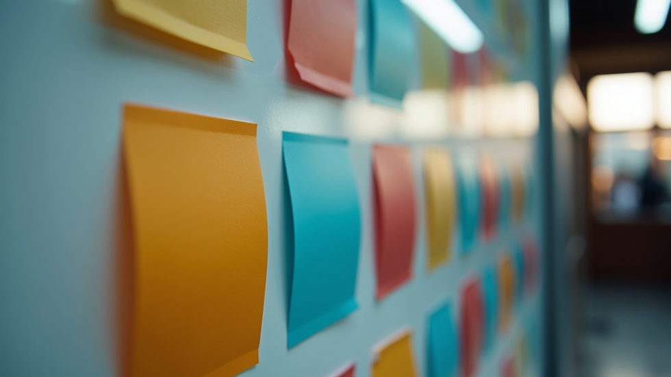 Close-up view of colorful stickers on a display