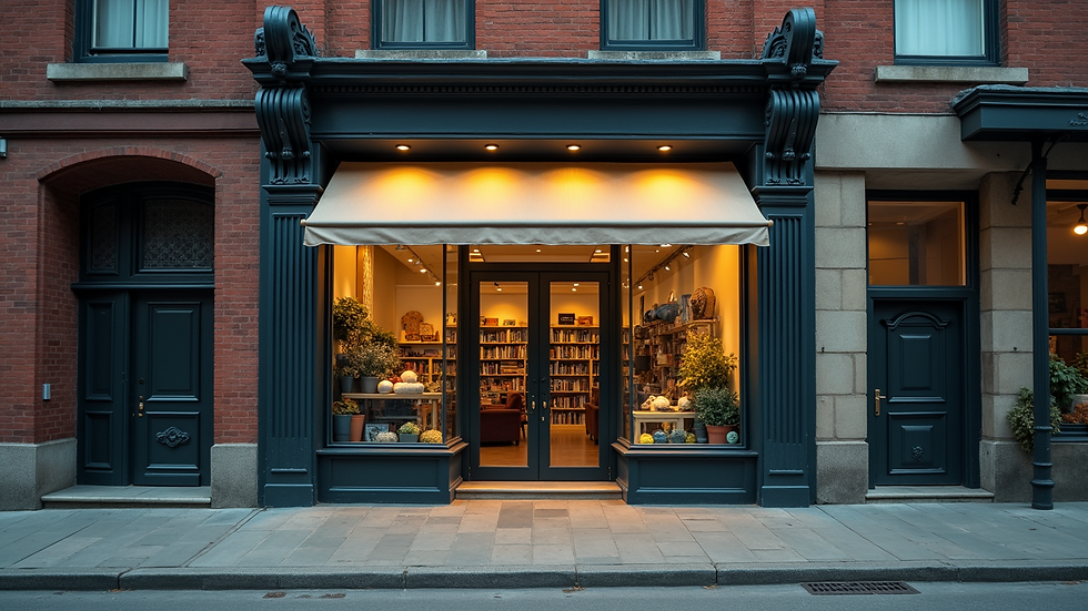 High angle view of a local printing shop front