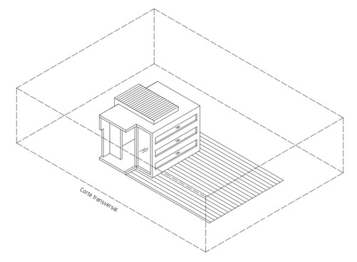 Corte transversal de casa sencilla