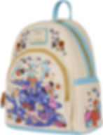 Side view of Mickey Halloween Loungefly backpack with pumpkin costume details