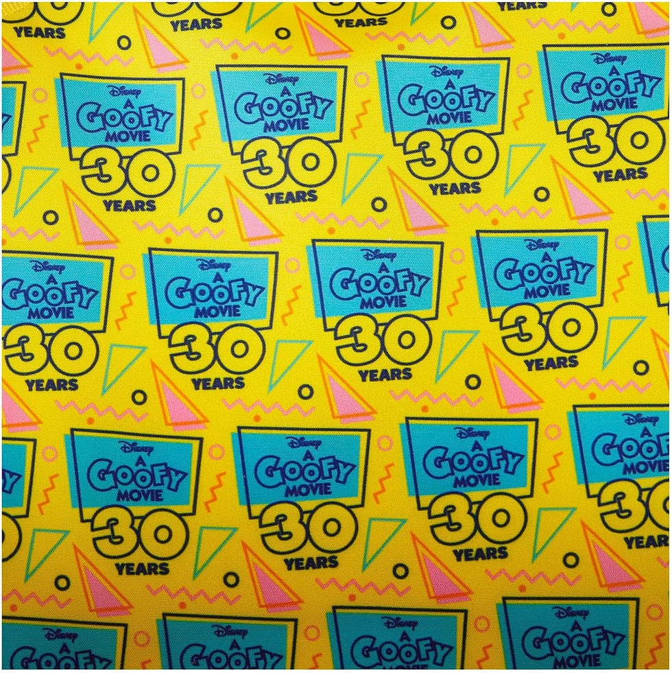 Thumbnail: Interior lining of Loungefly A Goofy Movie backpack featuring 30th Anniversary print