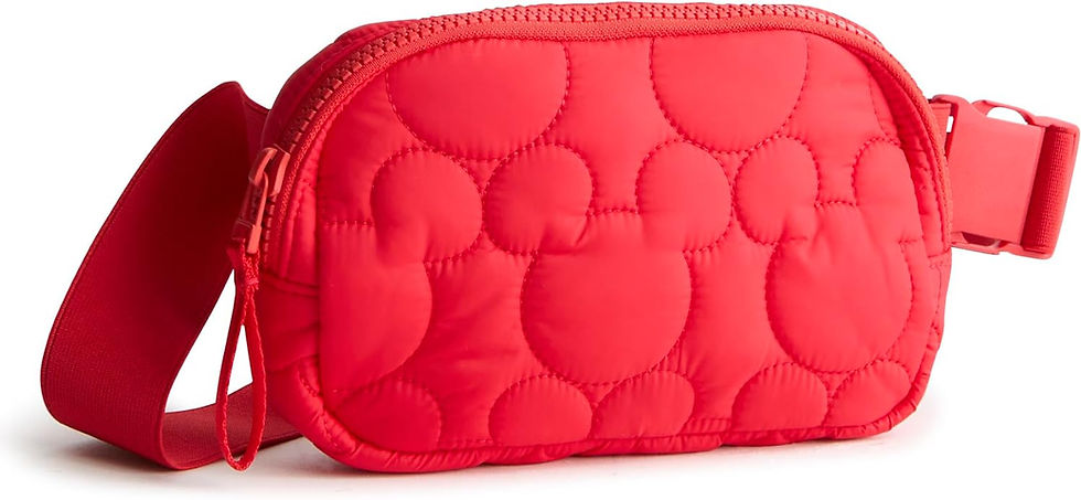 Red Vera Bradley Disney belt bag with Mickey Mouse quilted front design