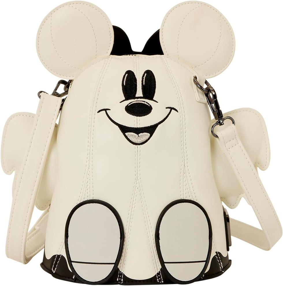 Mickey and Minnie Halloween Loungefly ghost crossbody bag with character ears and adjustable strap