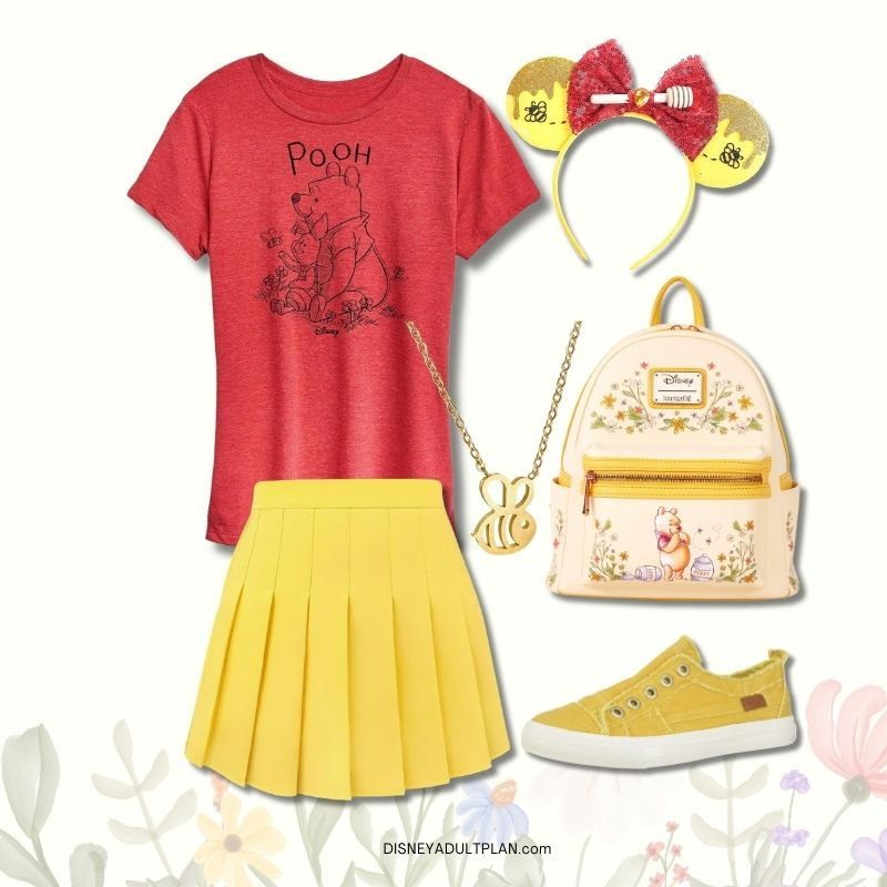 Winnie the Pooh Flower & Garden Festival outfit with yellow pleated skirt