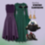 DIY Winifred Sanderson costume idea with green dress, purple corset, broom earrings, and Hocus Pocus accessories for MNSSHP 2025.