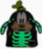 Loungefly Goofy skeleton backpack glowing green in the dark