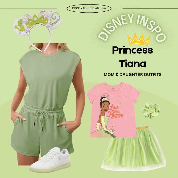 rincess Tiana T-shirt and tulle skirt set for girls, perfect for Tiana’s Bayou Adventure Disneybound
