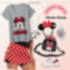Minnie Mouse-inspired outfit featuring Disney crossbody bag, Minnie Mouse t-shirt, and Minnie Mouse tennis skirt, ideal for Disney moms to wear to Disney.