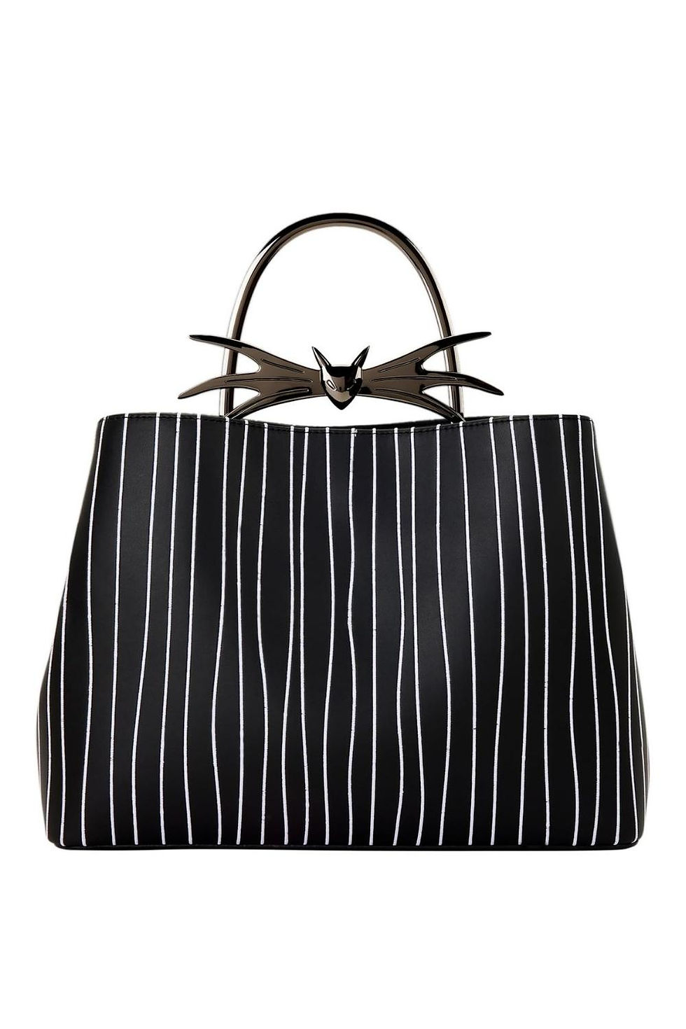 Jack Skellington Loungefly handbag with pinstripe faux leather and bat-shaped handle