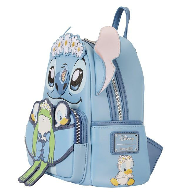 Loungefly Stitch Springtime Mini Backpack with ducklings wearing crowns
