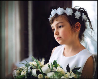 The flower girl in a wedding party.