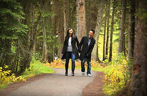 Two young people in the forest
