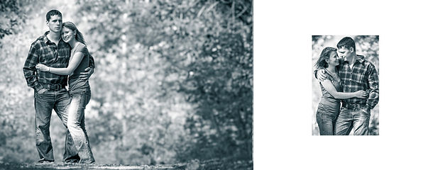 A page layout of a portrait of an engagement couple.