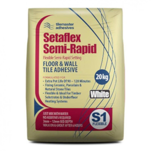 20kg WHITE SEMI RAPIDSET SETAFLEX WALL & FLOOR TILE ADHESIVE Master Tiles