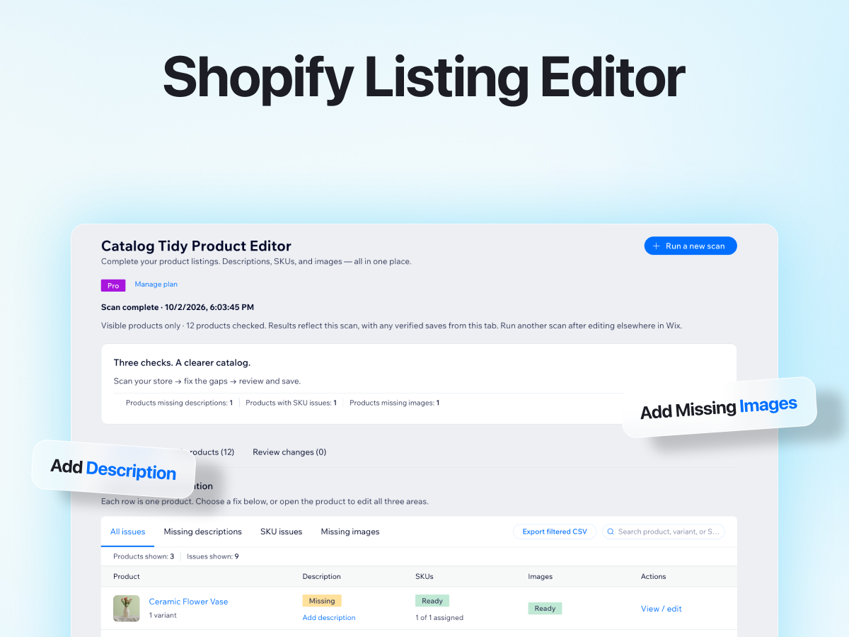 Catalog Tidy Product Editor screenshot 1